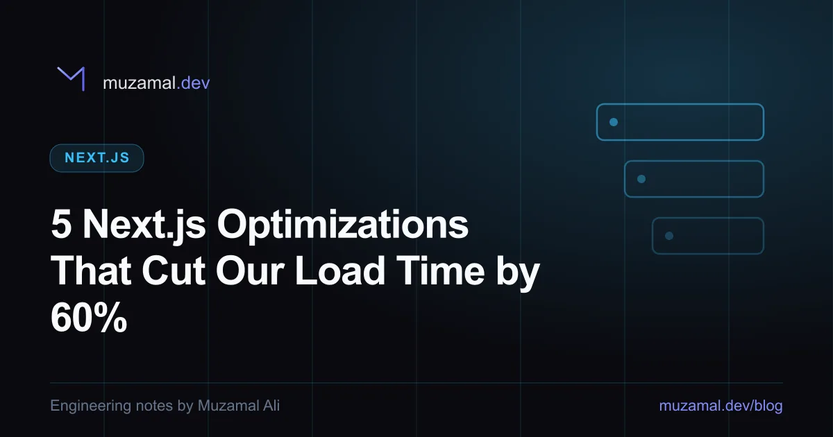 5 Next.js Optimizations That Cut Our Load Time by 60% — Next.js article by Muzamal Ali