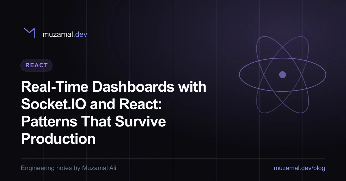 Real-Time Dashboards with Socket.IO and React: Patterns That Survive Production — React article by Muzamal Ali
